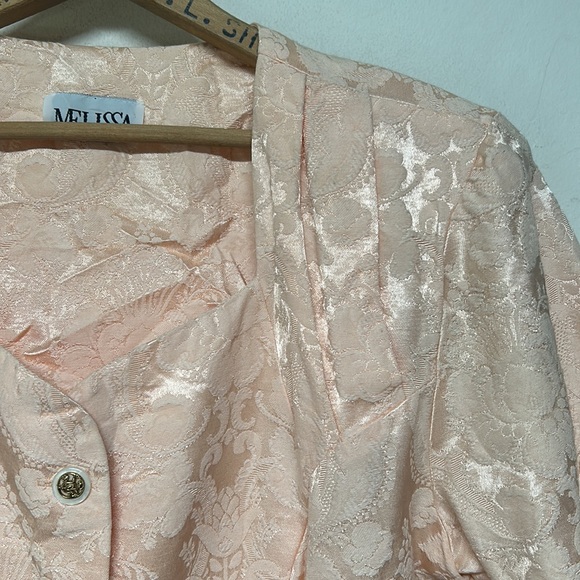 Vintage Melissa Light Pink Brocade Two Piece Dress Suit - Picture 4 of 11